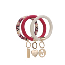 Fuchsia Ivory Beige MKF Collection Jasmine Bangle Bracelet Keyring Set by Mia K.