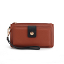 Cognac Black Solid MKF Collection Olympe Wristlet Wallet by Mia K.
