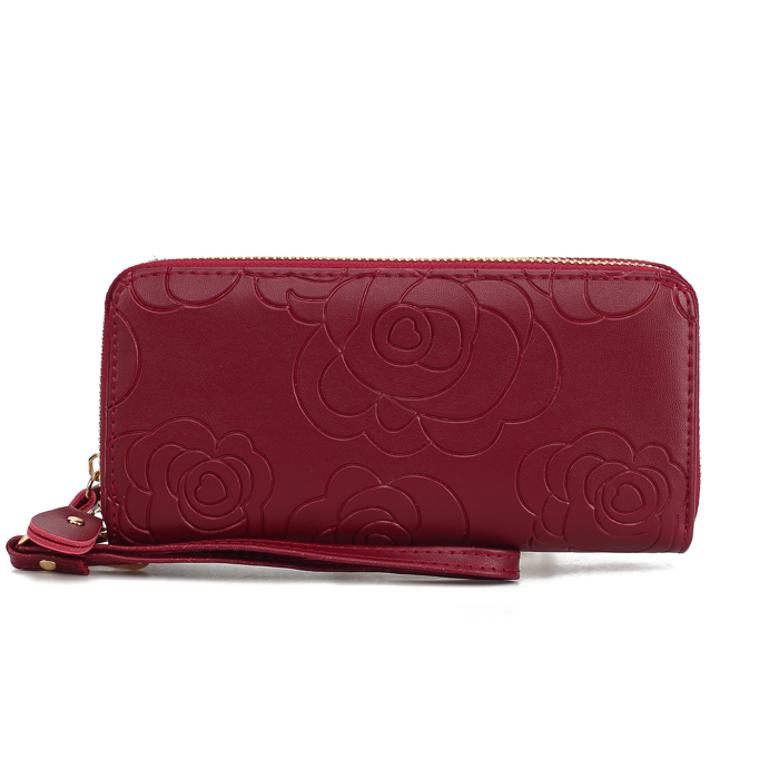 MKF Collection Ellie Genuine Leather Flower-Embossed Women’s Wristlet Wallet by Mia K