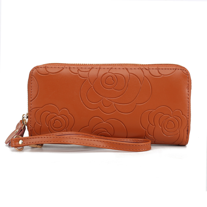 MKF Collection Ellie Genuine Leather Flower-Embossed Women’s Wristlet Wallet by Mia K