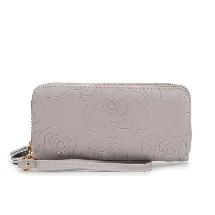 MKF Collection Ellie Genuine Leather Flower-Embossed Women’s Wristlet Wallet by Mia K