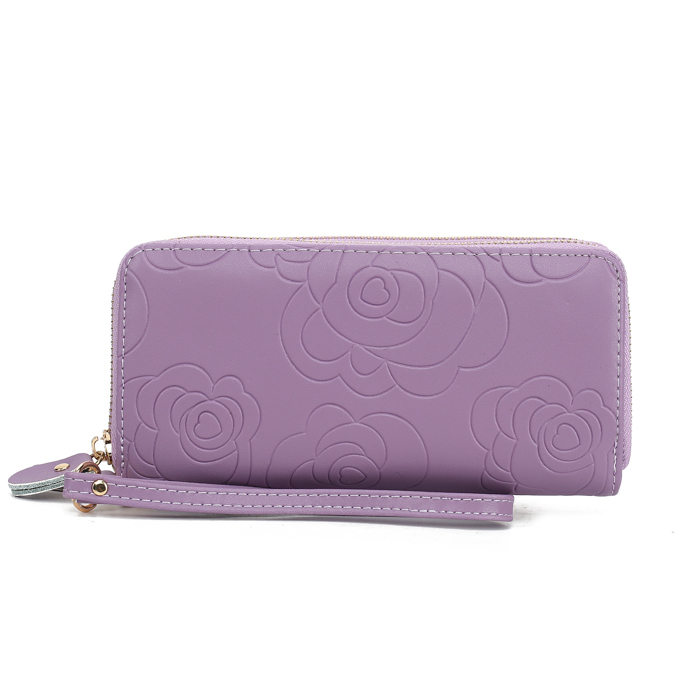 MKF Collection Ellie Genuine Leather Flower-Embossed Women’s Wristlet Wallet by Mia K