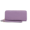 Lavender Floral MKF Collection Ellie Genuine Leather Flower-Embossed Women’s Wristlet Wallet by Mia K