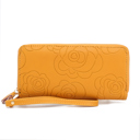 Mustard Floral MKF Collection Ellie Genuine Leather Flower-Embossed Women’s Wristlet Wallet by Mia K