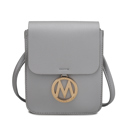 Metalic Silver Solid MKF Collection Skylar Vegan Leather Women’s Crossbody Bag by Mia K