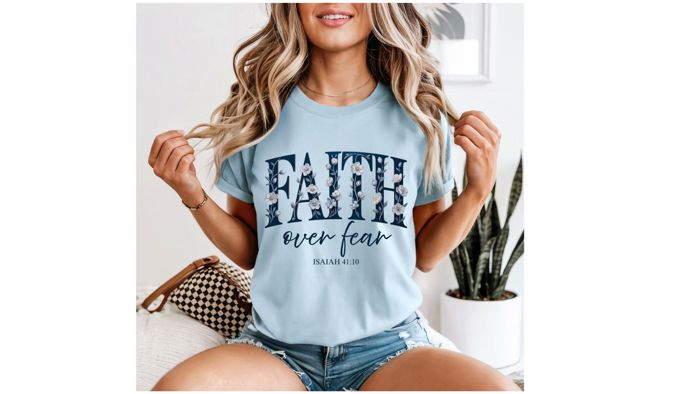 Faith Over Fear Christian T-Shirt, Faith Shirt for Women, Inspirational Graphic Tee