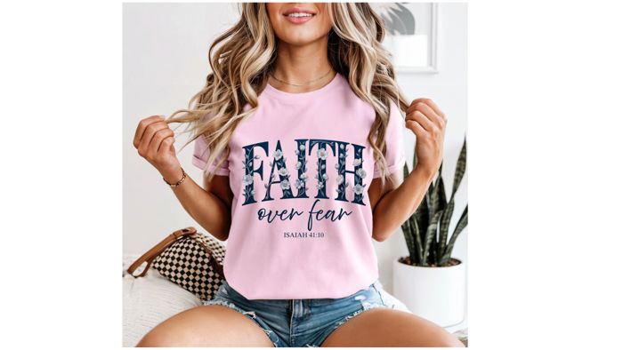 Faith Over Fear Christian T-Shirt, Faith Shirt for Women, Inspirational Graphic Tee