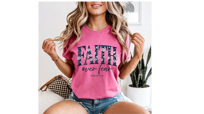 Faith Over Fear Christian T-Shirt, Faith Shirt for Women, Inspirational Graphic Tee
