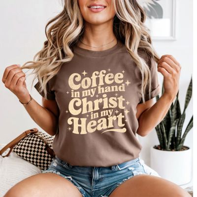 Coffee in my hand Christian Graphic T-Shirt, Christian T-Shirt for Women, Religious Gift, Short Sleeve Top