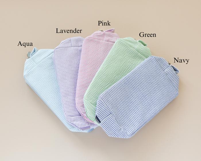Personalized Embroidered Makeup Bag, Seersucker Cosmetic Bag, Personalized Gift Toiletry Bag Women, Bridesmaid Gift, Makeup Organizer Mom Gift, Stocking Stuffer