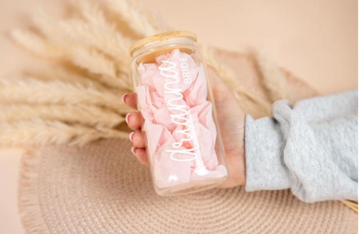 Personalized 16oz. Iced Coffee Cup,  Personalized Tumbler Glass, Bridesmaid Proposal, Iced Coffee Cup, Maid Of Honor Gift, Name and Title