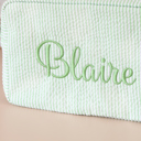  Personalized Embroidered Makeup Bag, Seersucker Cosmetic Bag, Personalized Gift Toiletry Bag Women, Bridesmaid Gift, Makeup Organizer Mom Gift, Stocking Stuffer