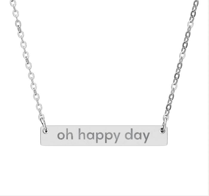 Engraved Bar Necklace, Gold, Rose gold or silver tone