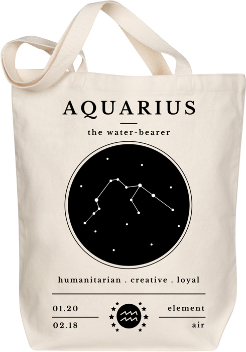 Aquarius Zodiac Sign Organic Tote