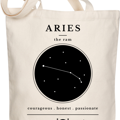 Aries Zodiac Sign Organic Tote