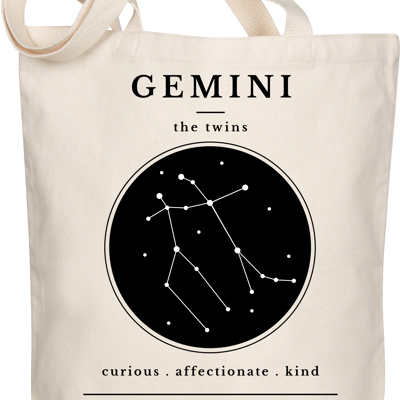 Gemini Zodiac Sign Organic Tote