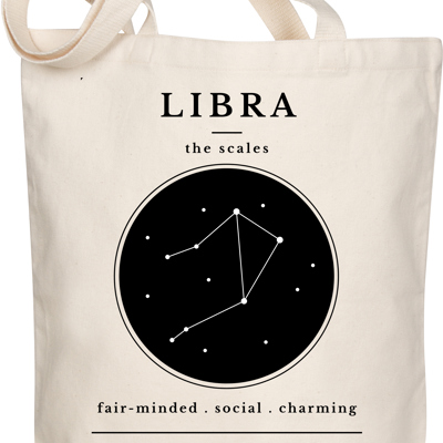 Libra Zodiac Sign Organic Tote