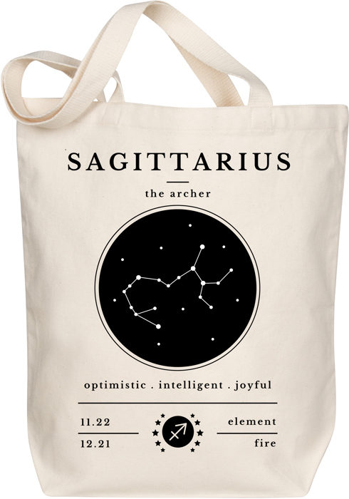 Sagittarius Zodiac Sign Organic Tote