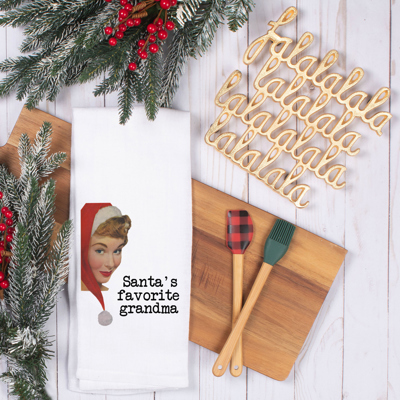 Santa's Favorite Grandma Tea Towel