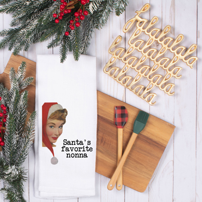 Santa's Favorite Nonna Tea Towel
