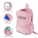 Pink Personalized Corduroy Backpack Cute Baby Bag Backpack –Back To School Preschool Kindergarten Toddler Backpack for Boys and Girls