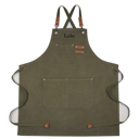 Green Personalized Canvas Apron, Custom Gift for Men, Dad, Father's Day-Mother's Day- Bartender's Apron, Personalized Embroidered Apron For Him- Barbeque Apron