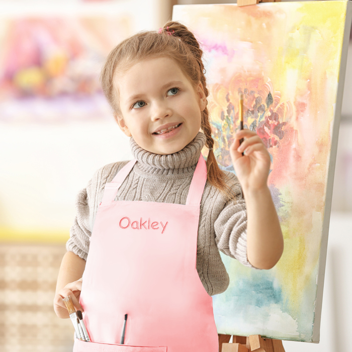 Personalized Kids Apron with Embroidered Name - Cute Chef Costume for Kids- Kids Aprons for Art Painting Cooking Birthday Party 7-12 years 