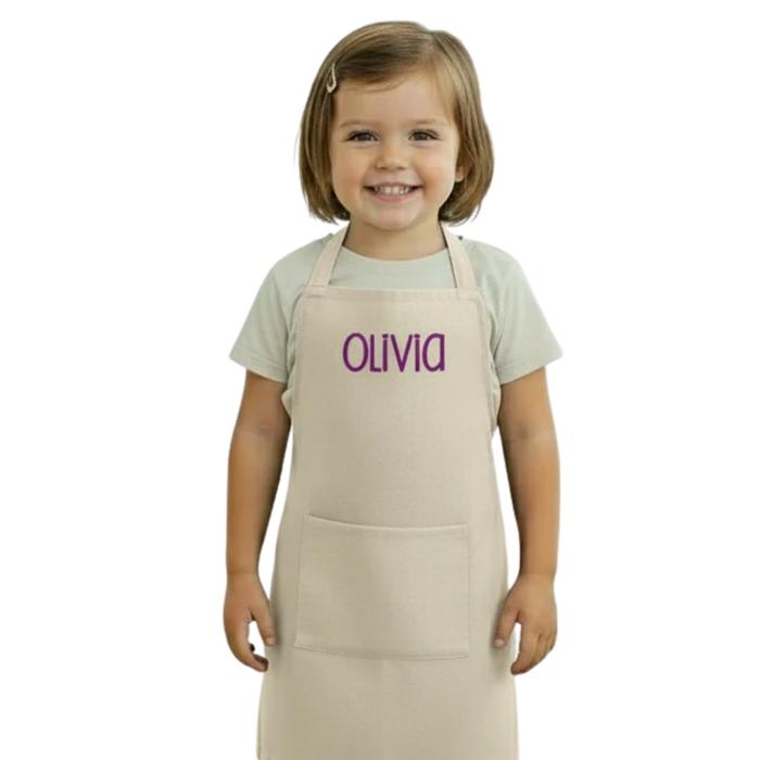Personalized Kids Apron with Embroidered Name- Chef Costume for Kids- 100%  Linen Kids Aprons Art Painting  Cooking Birthday Party