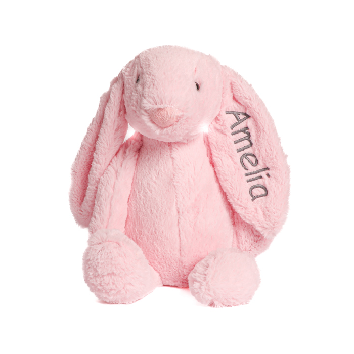 Personalized Super Soft Plush Bunny - 16 Inches Stuffed Animal Toy for Kids - Custom Gift with Embroidered Name on Ear for Easter