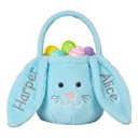  Personalized Plush Easter Bunny Basket | Custom Embroidered Name Ear Gift Pail for Kids | Rabbit Treat Tote Bag