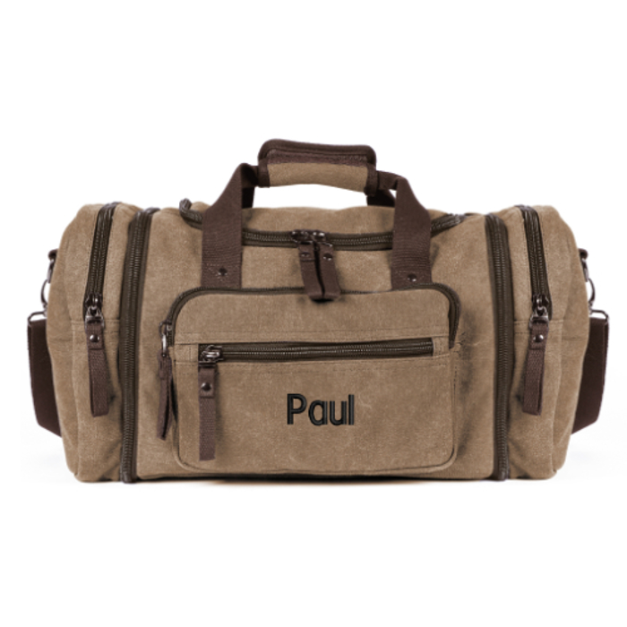 Personalized Duffle Bags for Men - Expandable Canvas Duffle Bag for Travel - Mens Overnight Bag or Weekender Bag with Shoe Compartment - Carry-On Duffel Bag for Short Trip, Gym & Camping