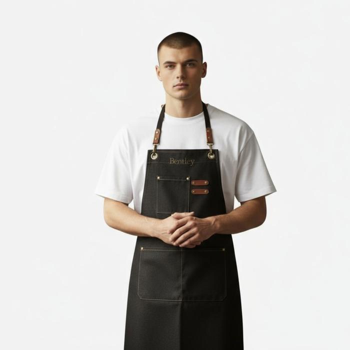Personalized Canvas Apron, Custom Gift for Men, Dad, Father's Day-Mother's Day- Bartender's Apron, Personalized Embroidered Apron For Him- Barbeque Apron