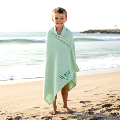 Personalized Gingham Towel, Kids Embroidered Towel, Toddler Seersucker Bath Towel, Kids Beach Towel, Children's Monogram Beach Towel