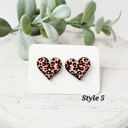  Hand Painted Cheetah Heart Studs