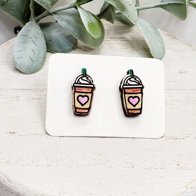 Hand Painted Frappe Coffee Studs