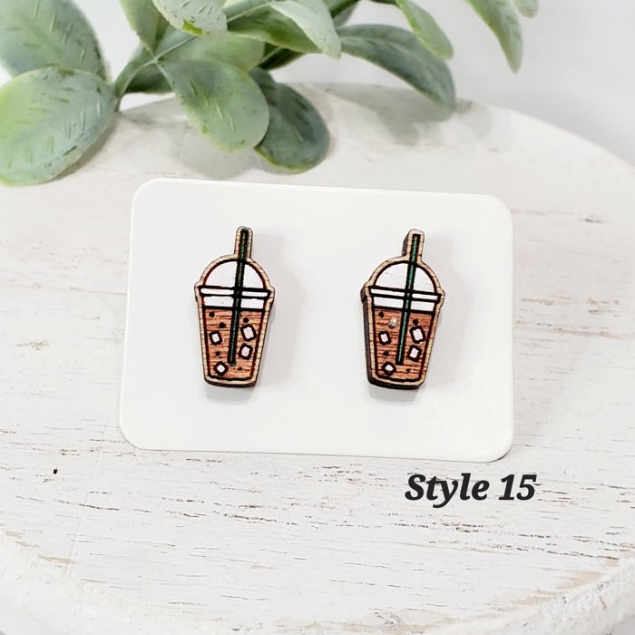 Hand Painted Iced Coffee Wood Studs