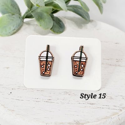 Hand Painted Iced Coffee Wood Studs