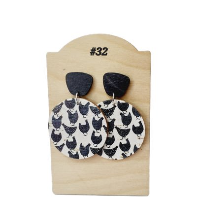 Black White Chicken Earrings