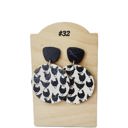  Black White Chicken Earrings