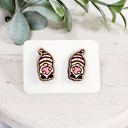  Hand Painted Gnome Heart Wood Studs