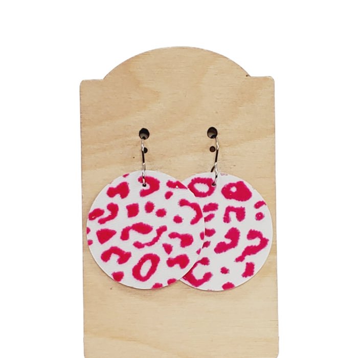White Hot Pink Leopard Earrings