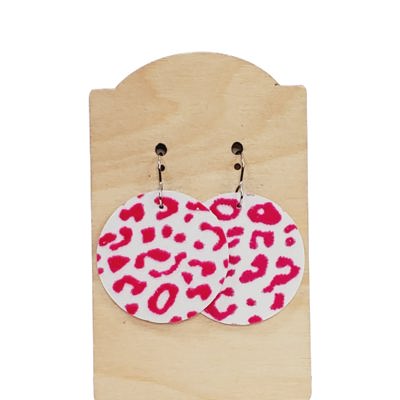 White Hot Pink Leopard Earrings