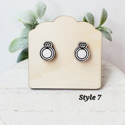 Hand Painted Diamond Ring Wedding Studs | Bride Ring