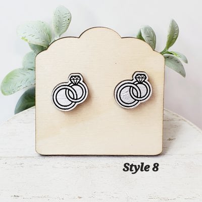 Hand Painted Bride Ring Set Studs