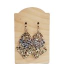  Glitter Gold Silver Stacked Chevron Earrings