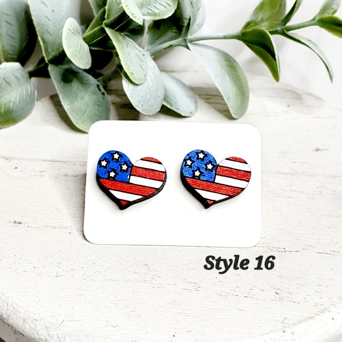 Hand Painted Americana Studs | 30 Styles