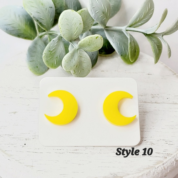 Acrylic Yellow Half Moon Studs