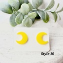  Acrylic Yellow Half Moon Studs