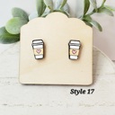 Style 17 - Coffee Mug Hand Painted Wedding Studs | 19 Styles