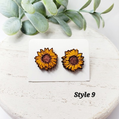 Hand painted Sunflower Studs
